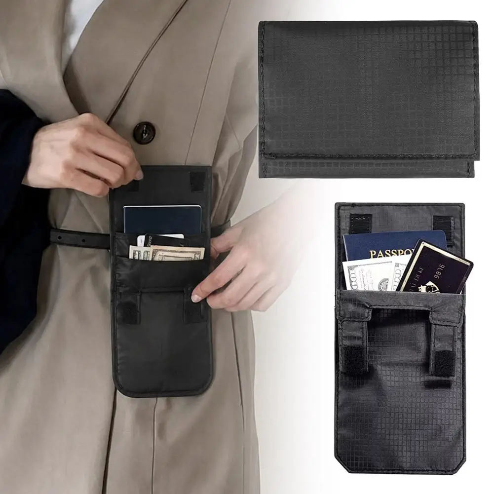 Mini porte-monnaie, sac de rangement pour documents de voyage, sac pour passeport, argent et cartes, sac multifonctionnel à porter à la taille.