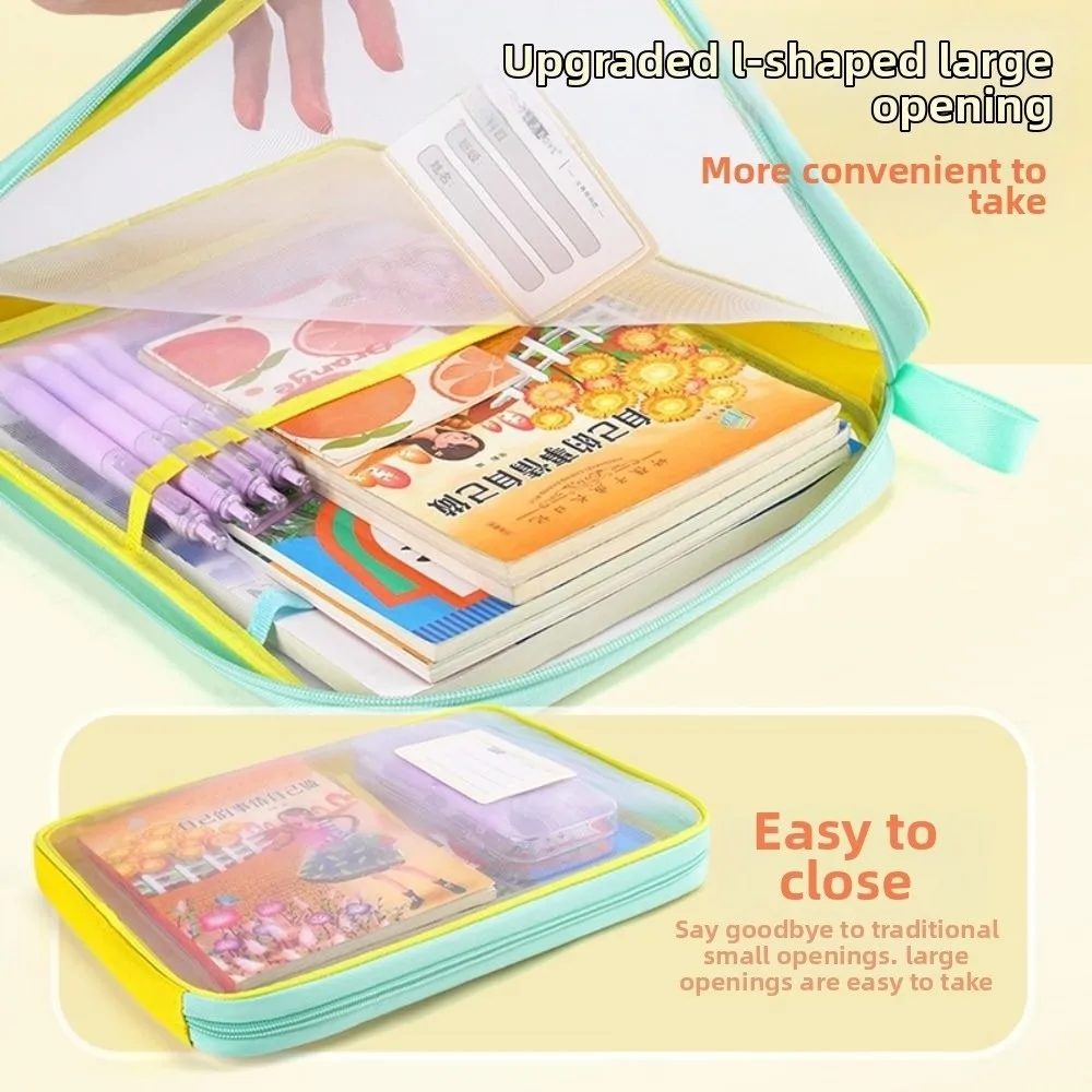 Sorting Bag Dopamine Test Paper Storage Bag A4 3 Layer Kids Document Bag Dustproof Visible Stationery Organizer Exam Papers