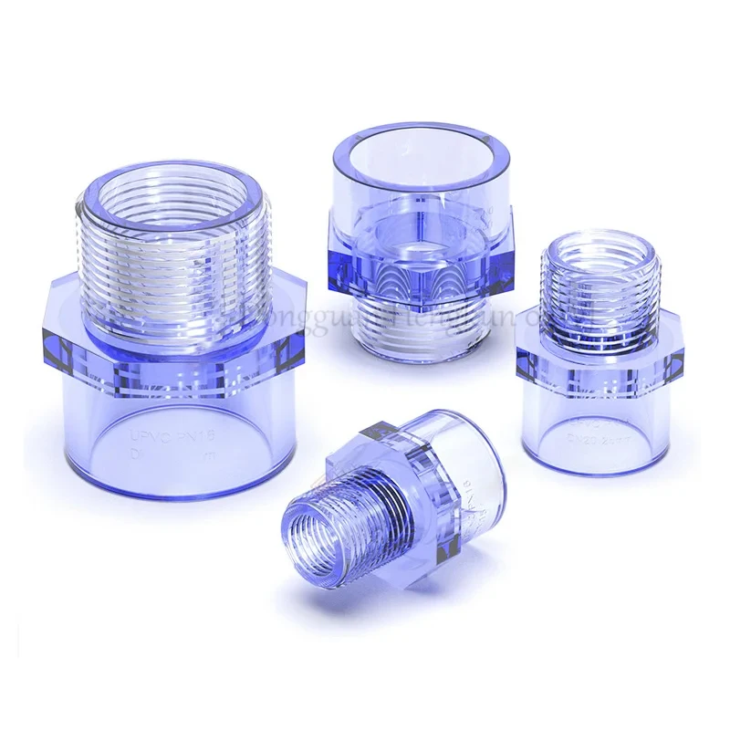 

1-10pcs High Quality Transparent UPVC Pipe Connectors Male Thread 20-63mm Garden Water Aquarium Fish Tank Drainage Pipe Joints