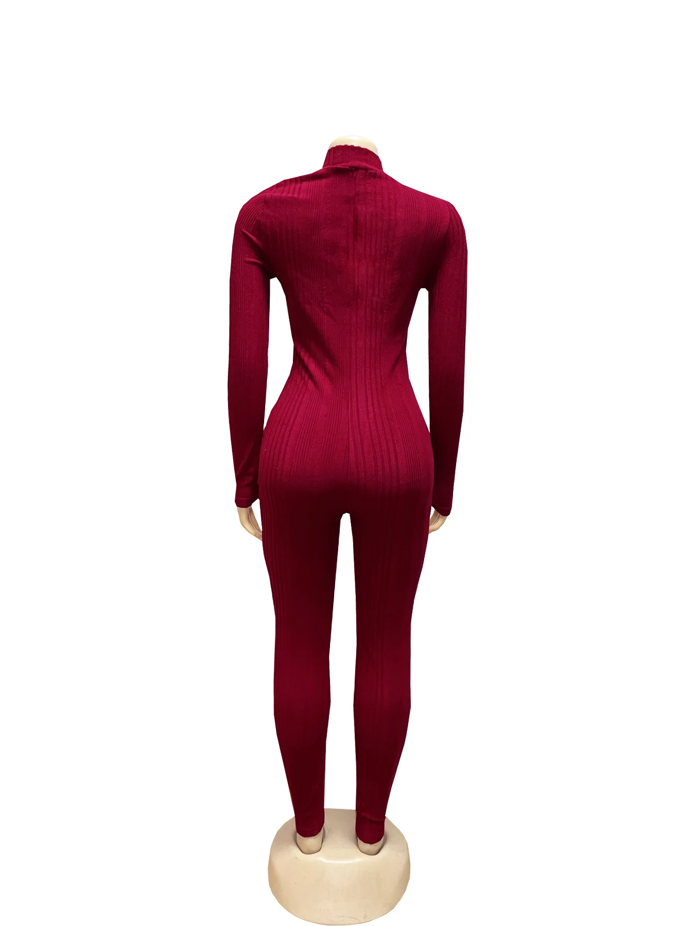 FAGADOER Autumn New Sexy Bodycon Jumpsuits Women Solid Color Long Sleeve Zipper Skinny Rompers Female Streetwear Overalls 2025