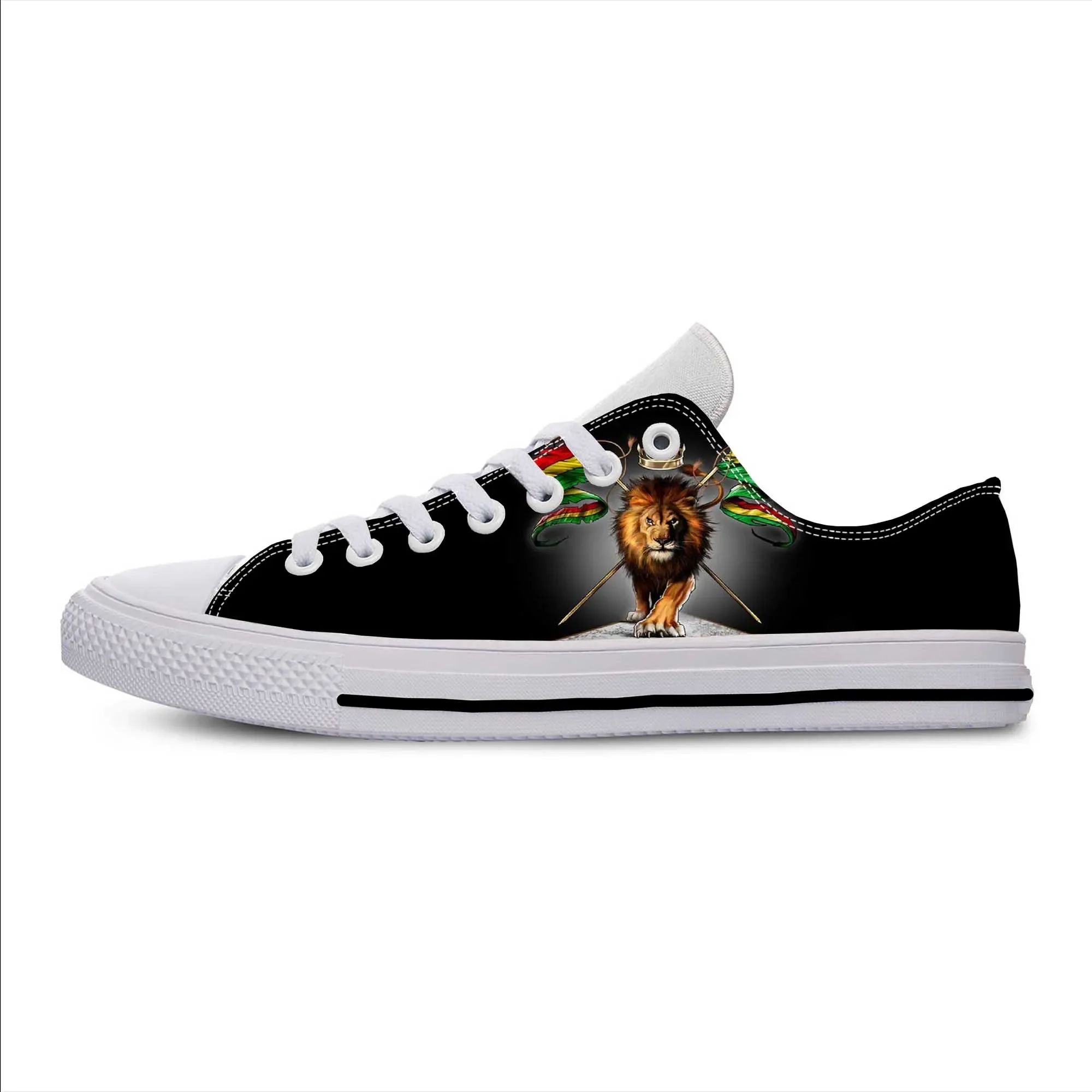 Ethiopia Ethiopian Flag Lion of Judah Rastafarian Casual Cloth Shoes Low Top Comfortable Breathable 3D Print Men Women Sneakers