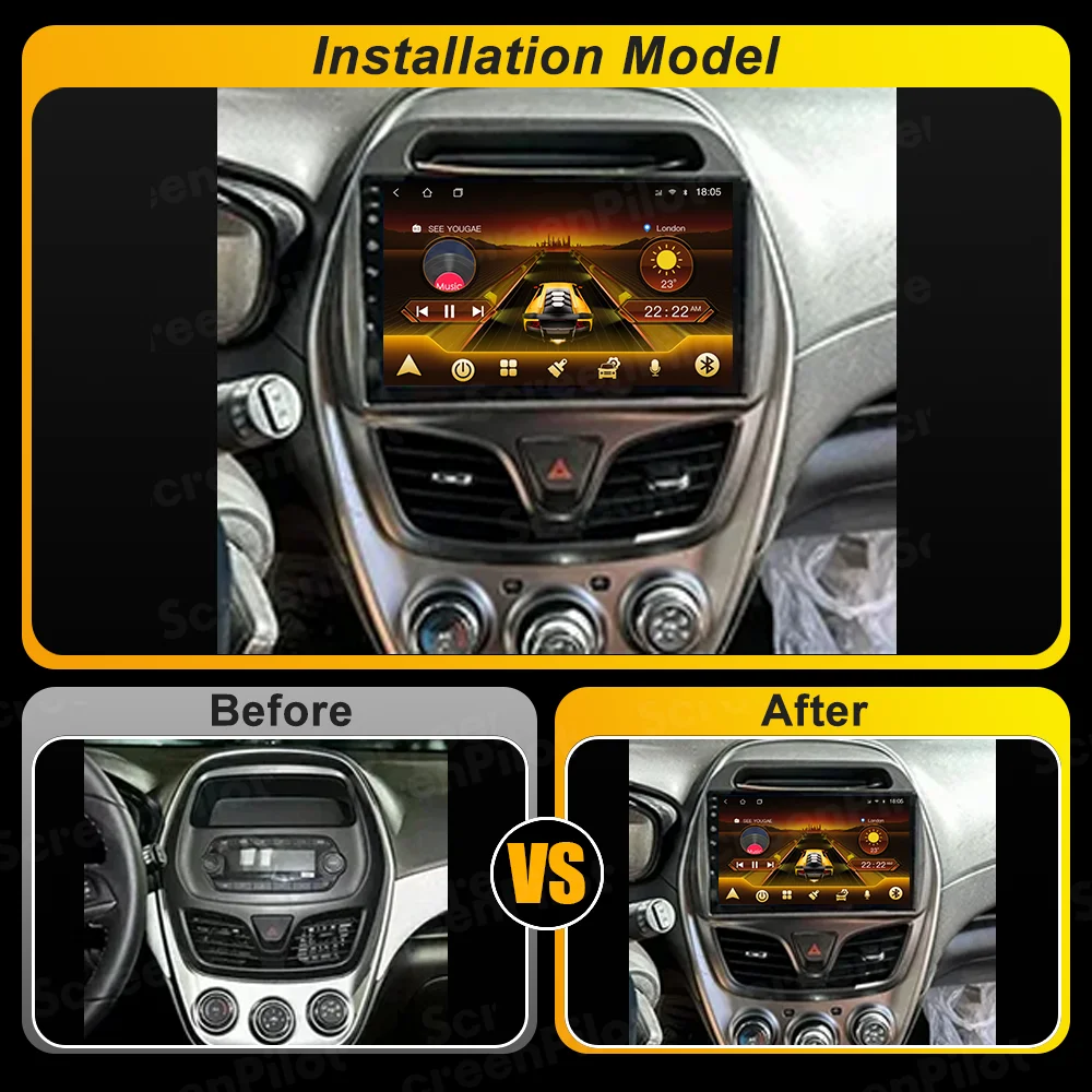 Android 16 For Chevrolet Spark Beat 2015-2020 Car Radio Stereo Head Unit  Multimedia Video Player GPS Navigation 2K QLED 9 Inch