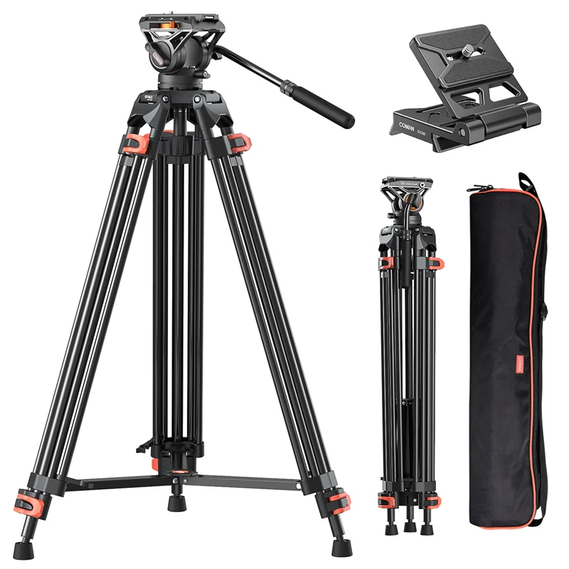 

COMAN FF16LS Aluminium Professional Heavy Duty Tripod With Hydraulic Head Ball For DSLR Camera Tripod Video Max Load 22lb 10kg