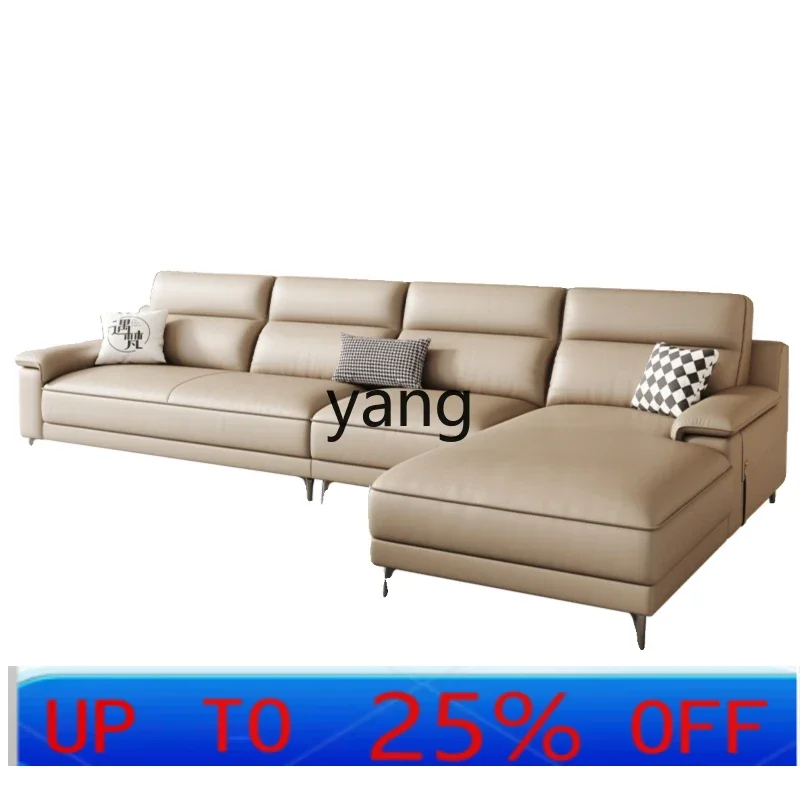 

LMMfirst-floor cowhide sofa living room modern simple size apartment three-person princess corner