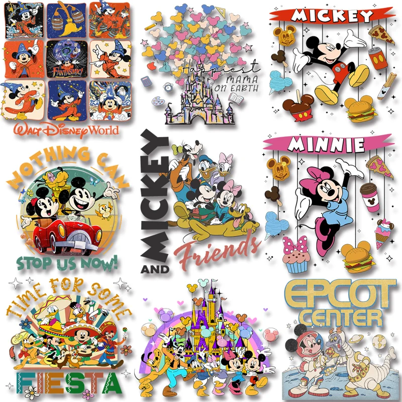 

Cartoon Character Mickey Minnie Donald Duck Space Letter Design Pattern Iron On Transfer Clothing Thermoadhesive Patche