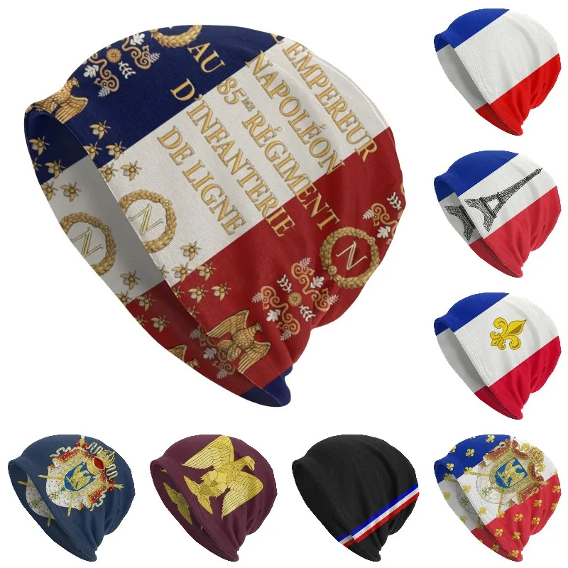 

Napoleon France Flag Skullies Beanies Caps Winter Warm Women Men Knit Hats Adult Unisex French Empire Coat Of Arms Bonnet Hats