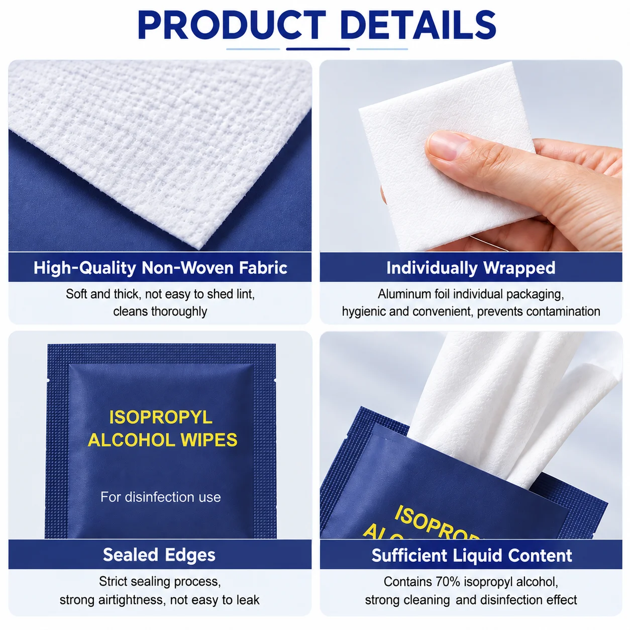 70% Isopropyl Alcohol Prep Pads, 100 Count