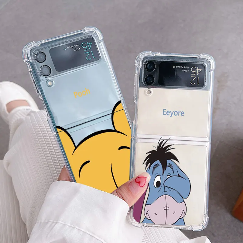 Disney Pooh Eeyore Phone Case for Samsung Galaxy Z Flip 5 Z Flip 5G Z Flip 4 ZFlip4 zflip Flip4 ZFlip3 Capa Silicone Airbag