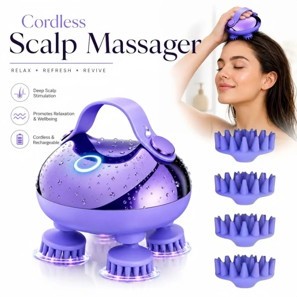 High Quality Mini Cordless Scalp Massager 4 Claws Relieve Stress Head Massager Waterproof Multipurpose Cat Head Scratcher
