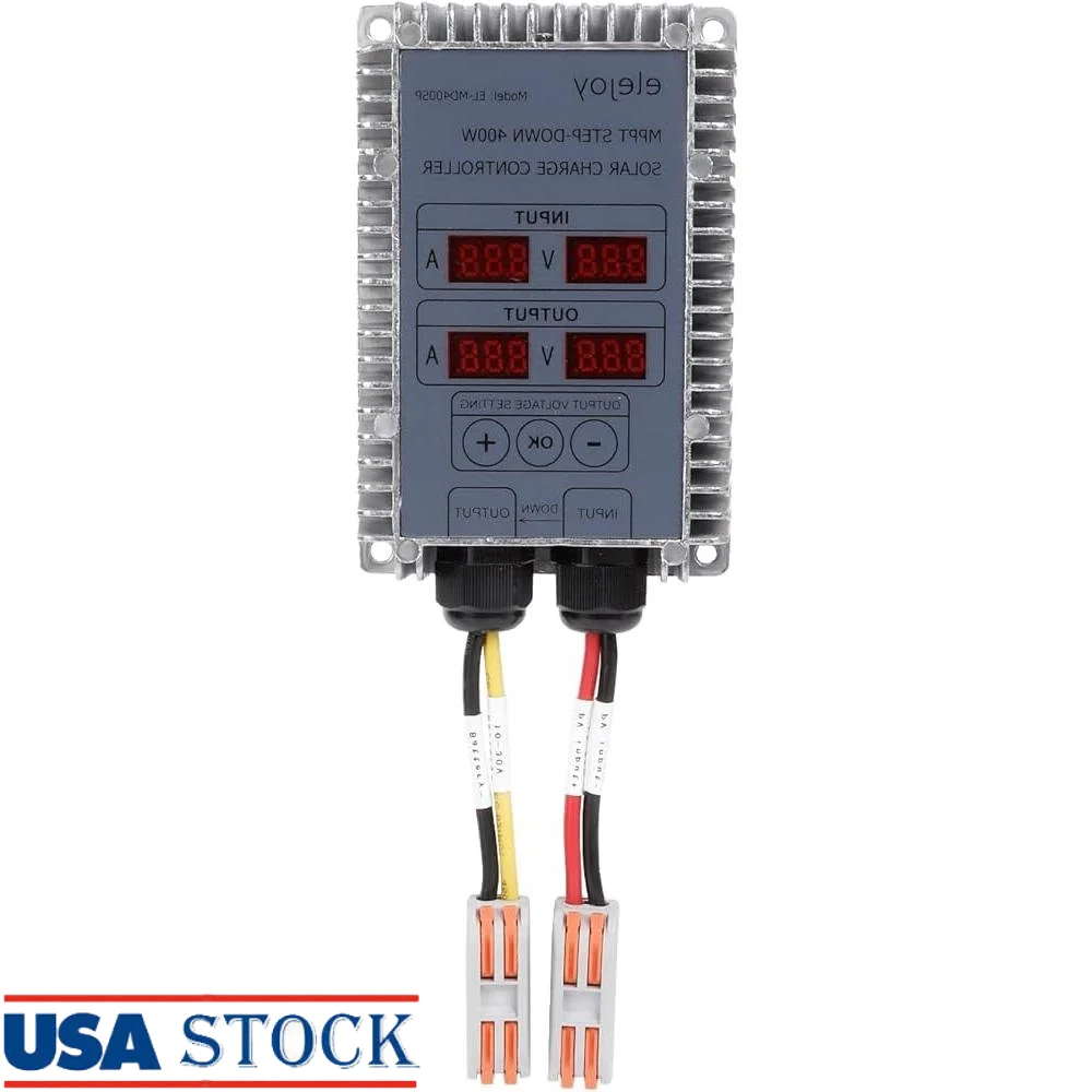 

25A 400W MPPT Контроллер заряда солнечной батареи Регулируемый выход Литиевый LiFePO4 Свинцово-кислотный аккумулятор Совместимый светодиодный дисплей Защита IP65