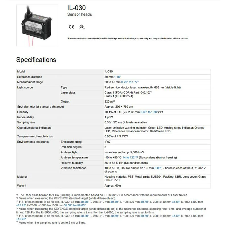 IL-030 KEYENCE New Genuine CMOS laser displacement sensor, large quantity in stock, welcome to consult.