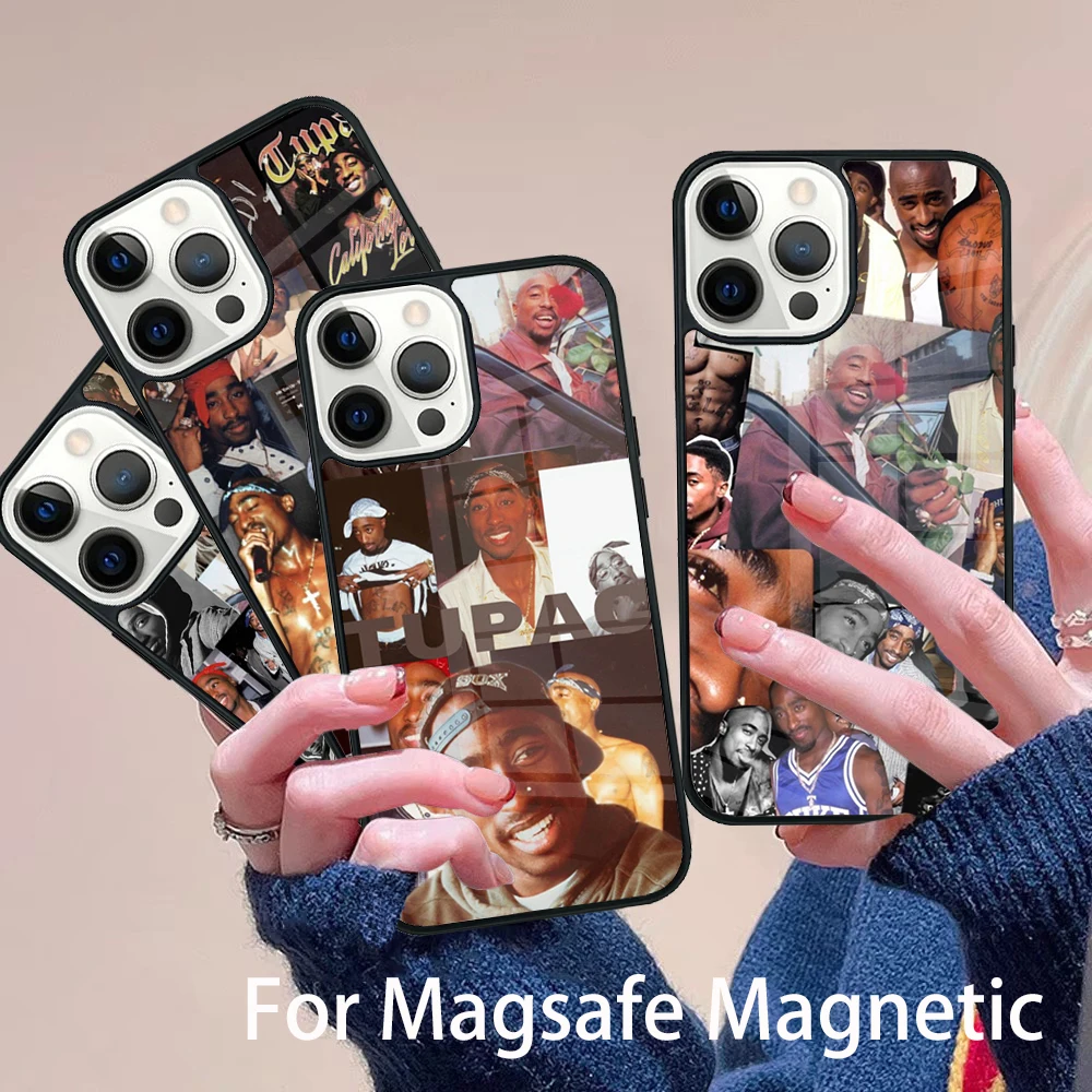 

2Pac Makaveli Tupac Amaru Shakur Phone Case Magesafe Magnetic Wireless Cover For IPhone 16 11 12 13 14 15 Pro Max Plus Mini