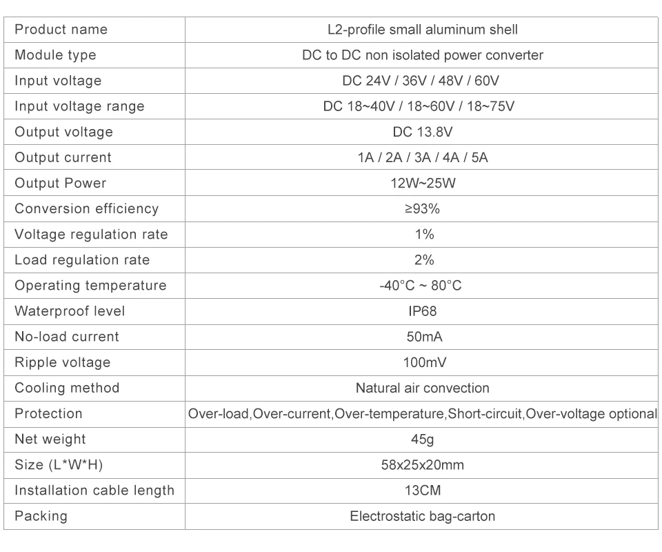 24V bis 13,8 V On-Board-Step-Down-Leistungs modul 36 v48v60v72V bis 15V DC-Stromrichter DC-DC Transformator – Detail 2