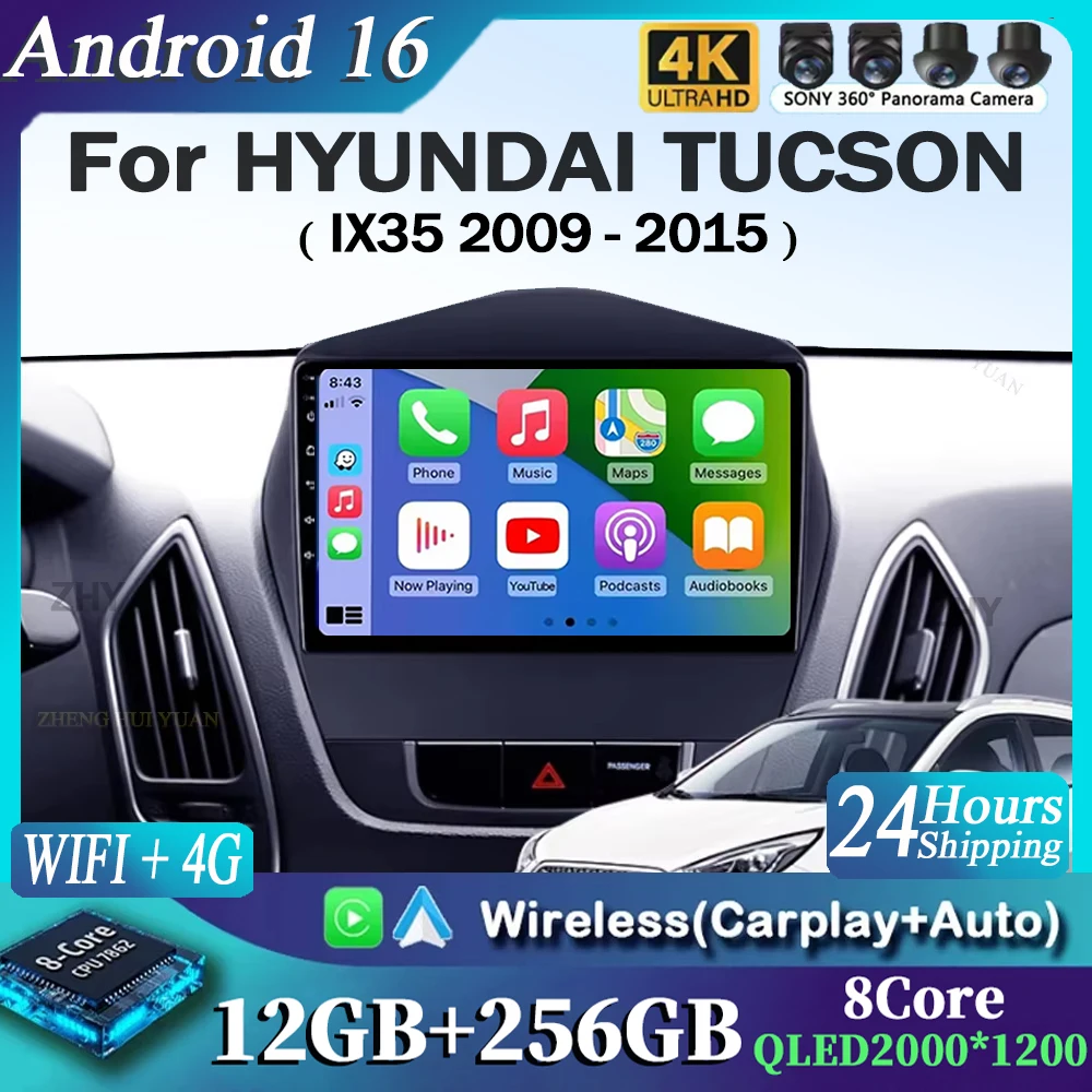 

9 "Для HYUNDAI TUCSON IX35 2009-2013 2014 2015 8 ядер 4G WIFI Android 15 Автомобильный мультимедийный стереоплеер Навигация GPS Радио