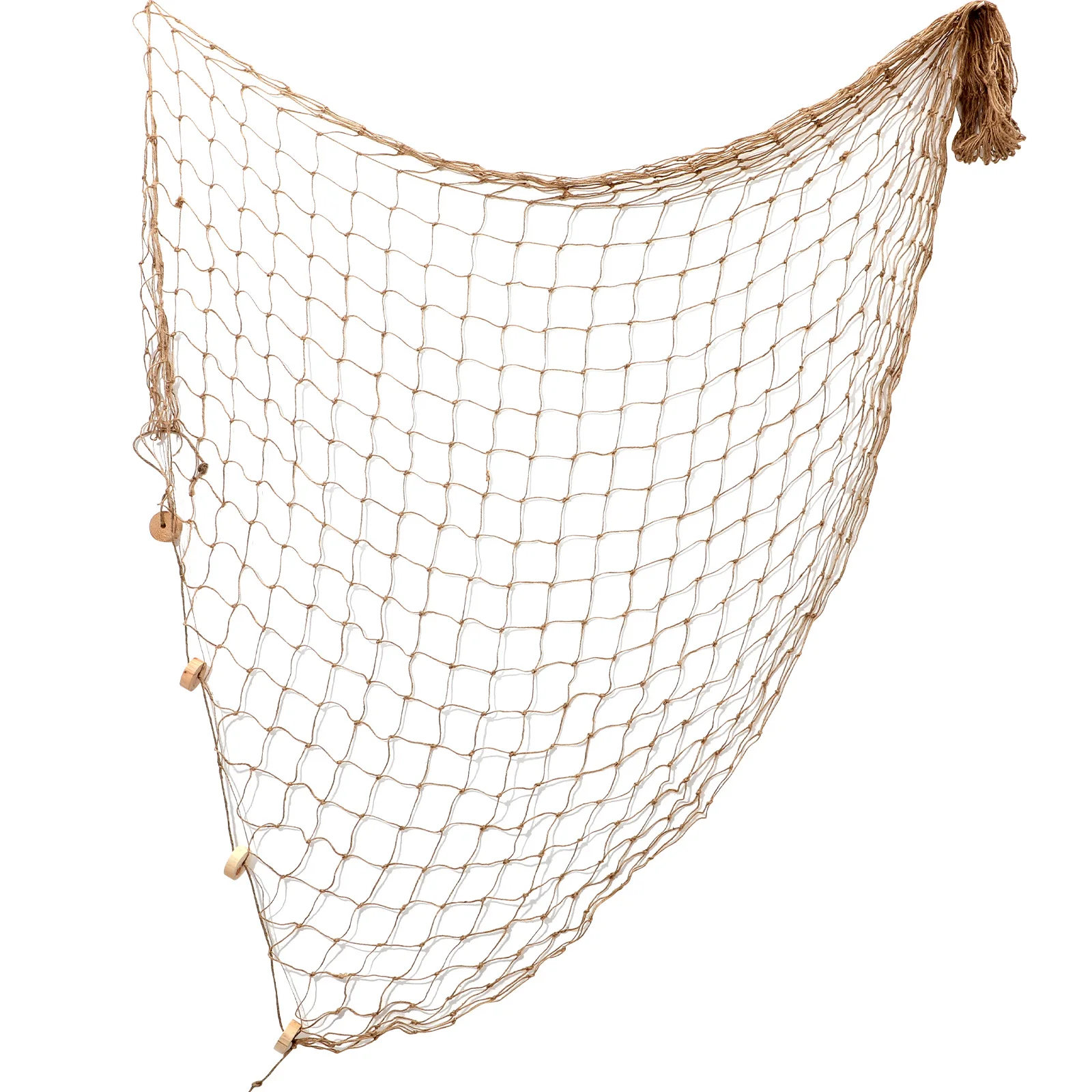 

Decorative Net Mediterranean Style Fishing Wall Accessory Blue Light Brown Cotton Rope Seaside