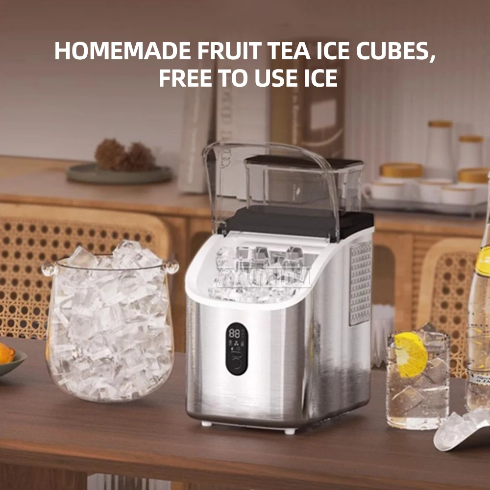 2025 25kg/24h 상업용 전기 급속 제빙기 HZB-25FS 160W 스테인레스 스틸 소재 타이밍 포함