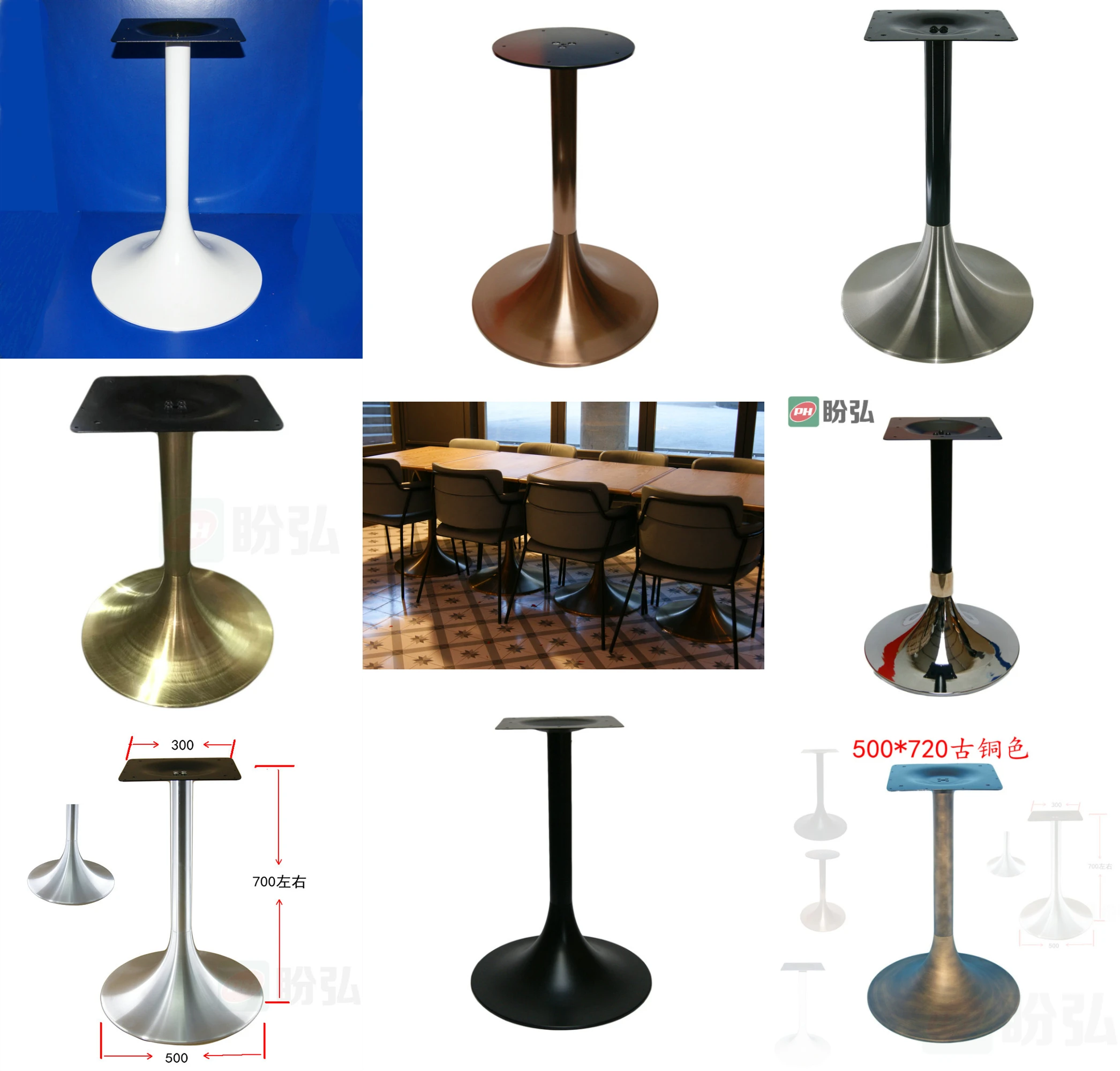 Stainless steel horn feet, horn disc feet antique wrought iron table feet model room table with exhibition hall round table rack