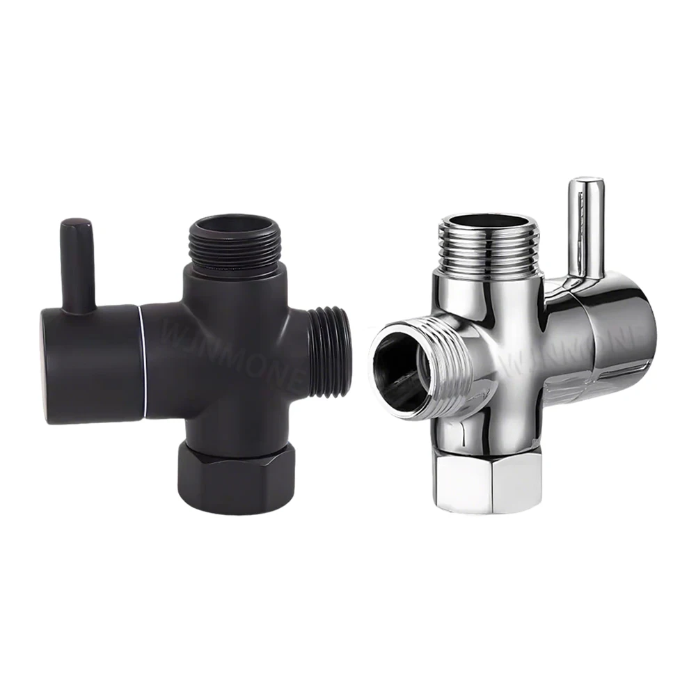 

Brass 3 Way T-Adapter Diverter Valve for Bathroom Shower Head Accessories Balck G1/2in Shower Faucet Water Splitter Converter