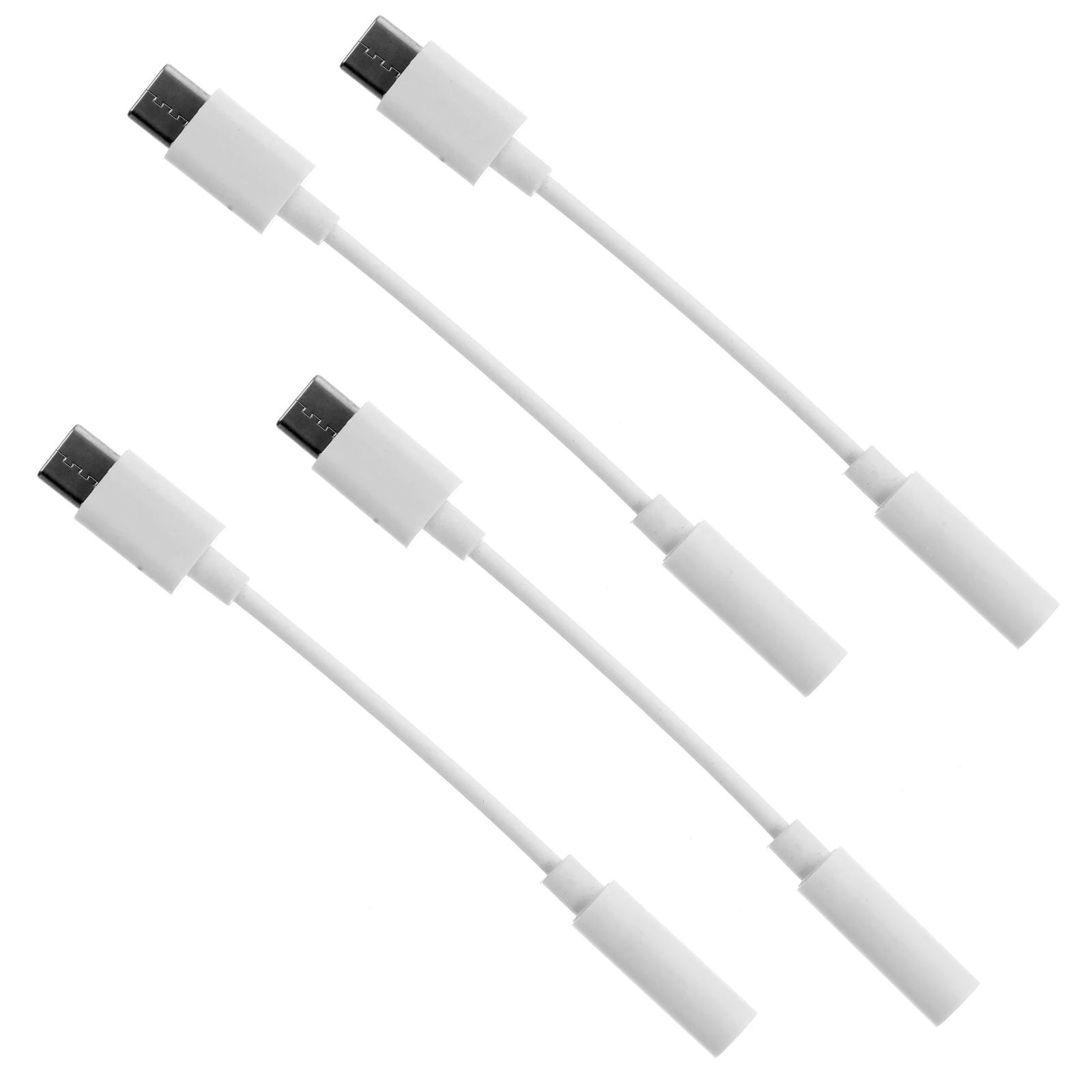 

4pcs Type- Adapter Cable Earphone Converter White Durable Flexible Wide Compatibility Smartphone Laptop Headphone Speaker