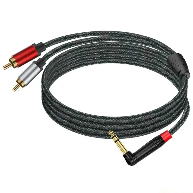 M5TD 90 Degree Angled TRS Male To 2RCA Connectors Metal Housing Noise Reductions Cable