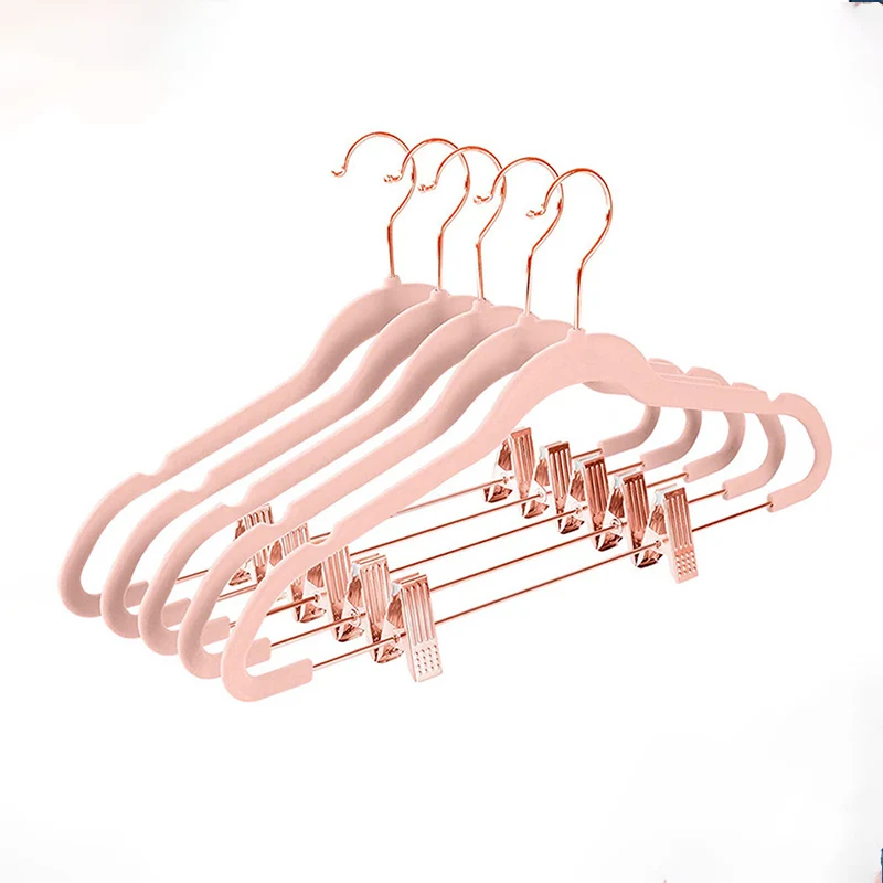 

5Pcs/Pack 42CM Velvet non-slip hanger Clothing Store Finishing Seamless Storage Household Clothes Hanging Magic Clothes Rack