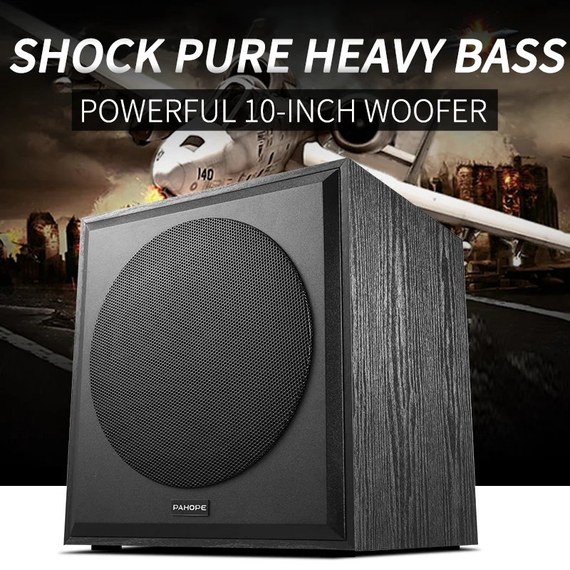 10-inch Home Theater Active Subwoofer, High-power Bass Dj Subwoofer Speaker, with Party Class D Amplifier 110V-220V