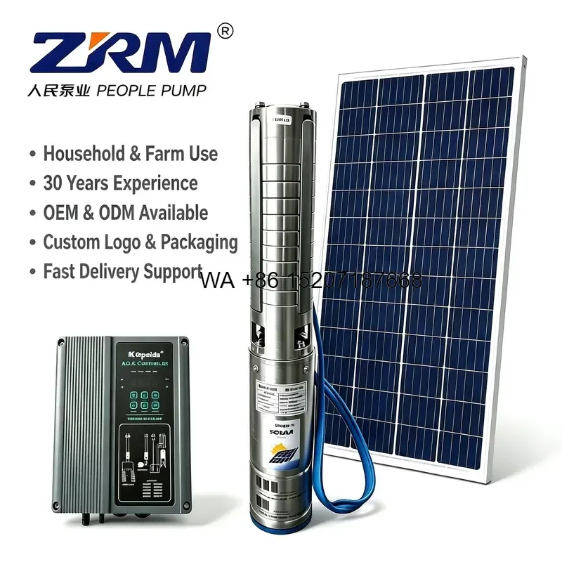 Wmwmnu for 4 Inch 750W 72V Stainless Steel Agricultural Irrigation Home Water Supply DC Solar Powered Submersible Water Pump