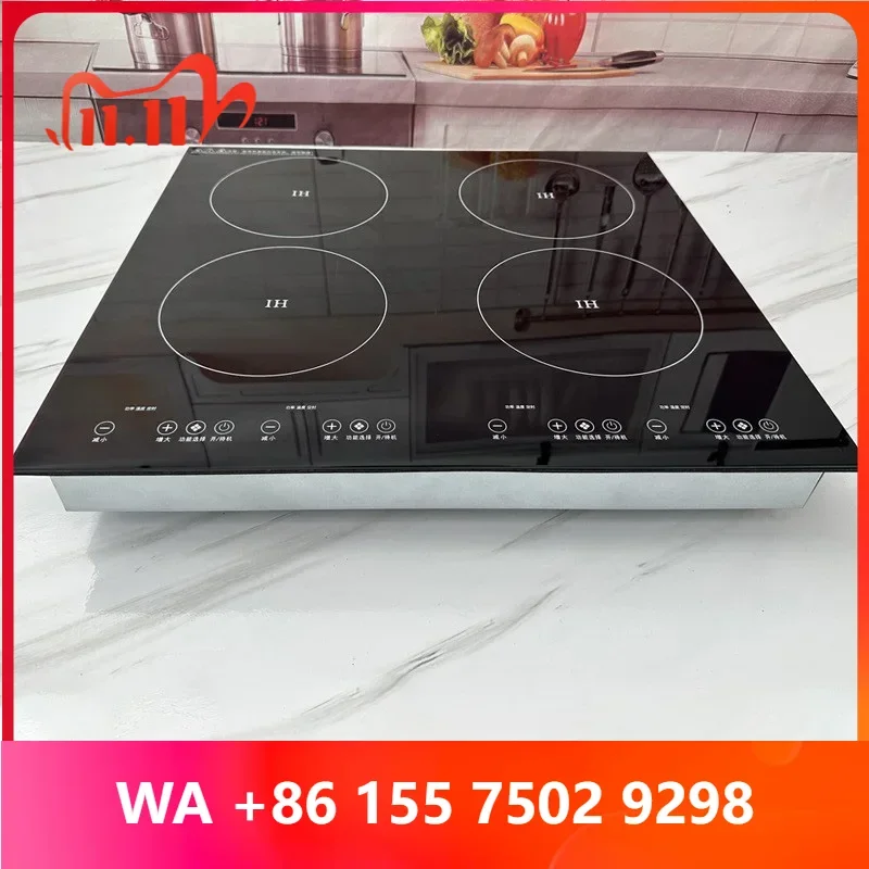 Four-Burner ramic Induction Cooktop with High-Temp-Resnt Black Crystal Shatterproof Glass Top and LCD Touchscreen Control