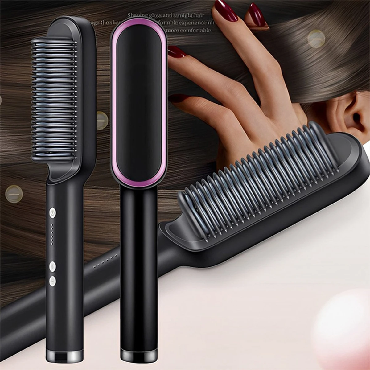 Electric Hair Brush Multifunctional Straight Hair Straightener Portable Fast Heating Negative Ion Professional Styling Tools