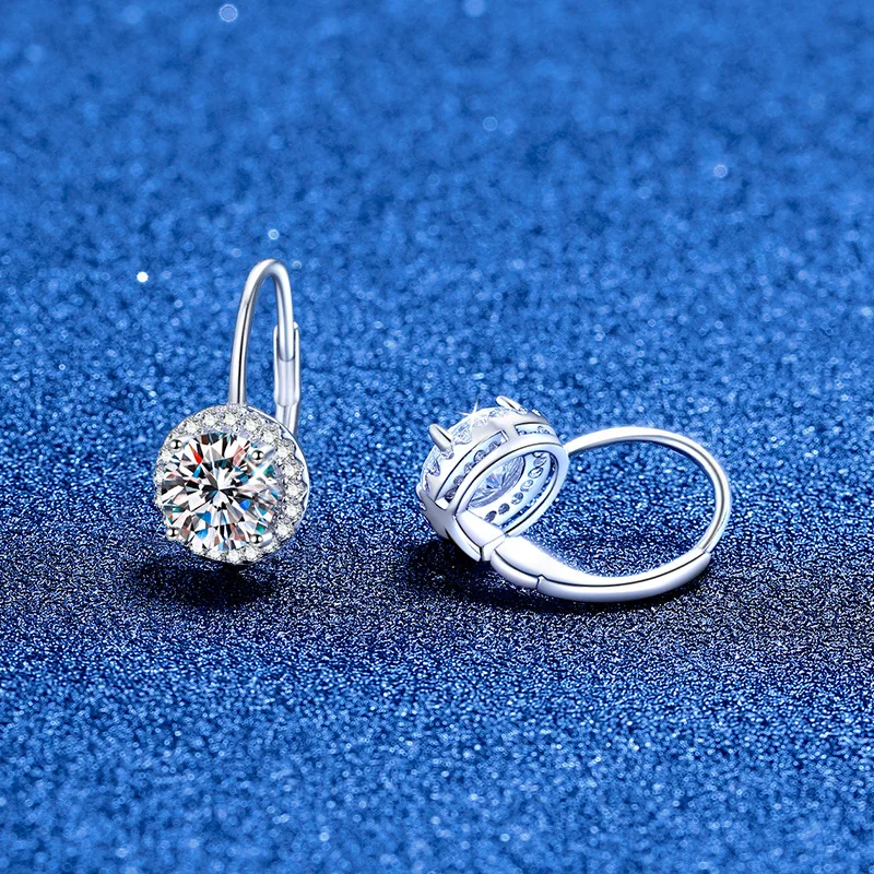 LioraGem Round Wrapped Stud Earrings with 1 Carat Moissanite, Women's High-end Stylish Earrings Platinum PT950 Stamp