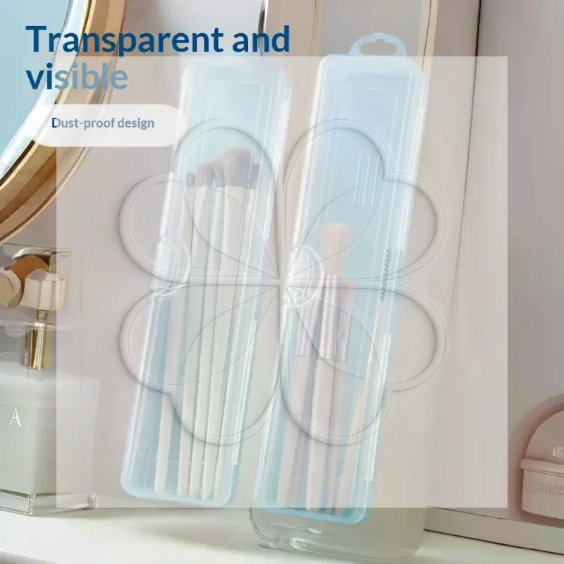 3pcs Clear Waterproof Cosmetic Brush Storage Box Set with Hanging Loop for Travel College Dorm Vanity