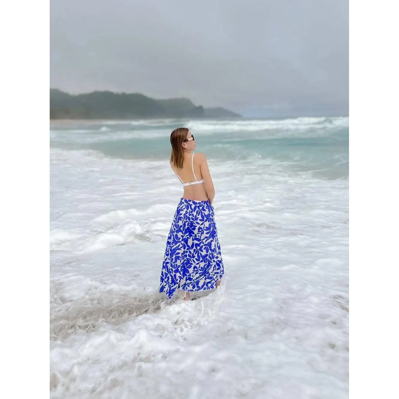Summer Beach Vacation Floral Print Elastic Waist Loose Casual Atmosphere Half Skirt Women's Fashion Polyester A-Line Skirt