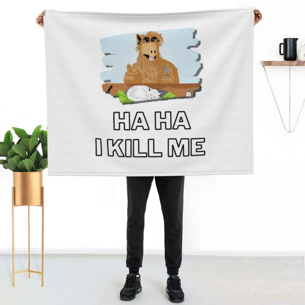 Alf and his Catch phrase Throw Blanket Picnic Sofa Soft Big Nap Winter beds Blankets