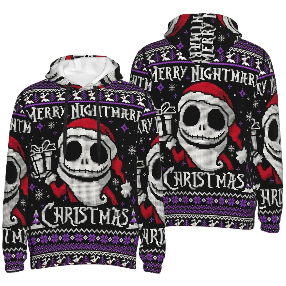 

Ugly Christmas Hoodies Men Women Harajuku The Nightmare Before Christmas Sweatshirt Autumn Oversized Pullovers Supplies
