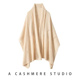 2024 Autumn Winter New Women 100% Cashmere Knitted Scarf 178*68 Solid Color Pashmina Warm Fashion Capes Lady High Quality Shawl