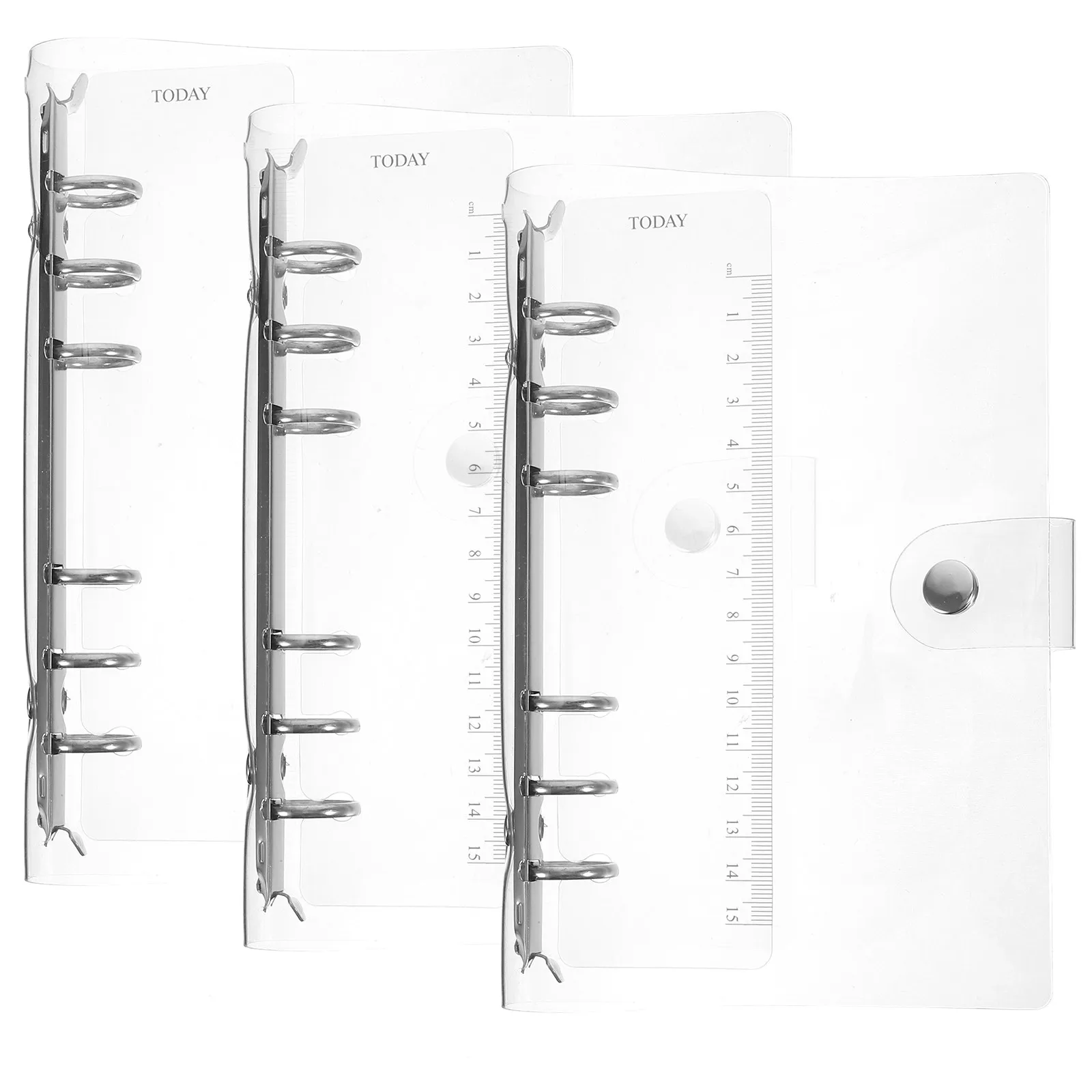 

3Pcs A6 PVC Binder Cover 6-Ring Refillable Notebook Shell Lightweight Anti-Slip Clear Protective Cover for Diary Travel Journal