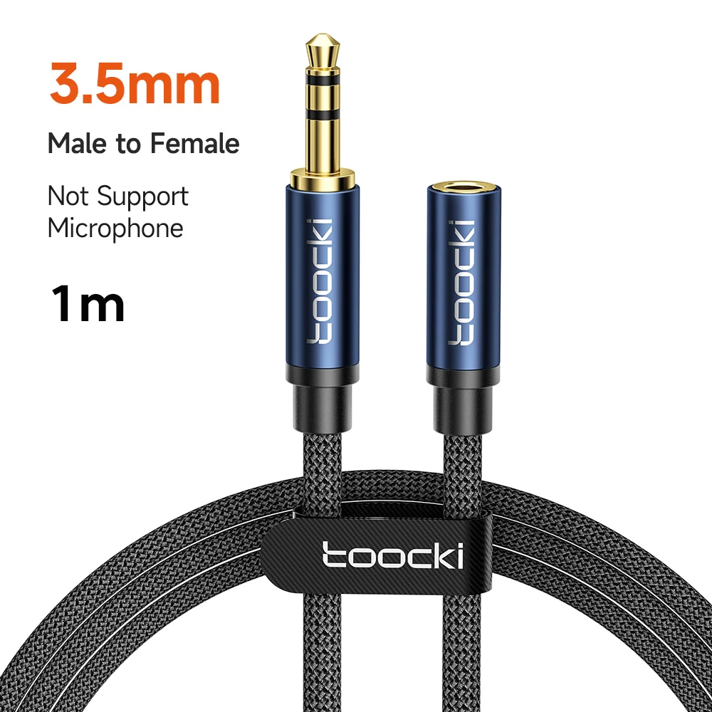Toocki Aux-kabel 3,5 mm man-vrouw jack audio mannelijk verlengstuk luidsprekerkabel met microfoon voor hoofdtelefoon Xiaomi verlengsnoer