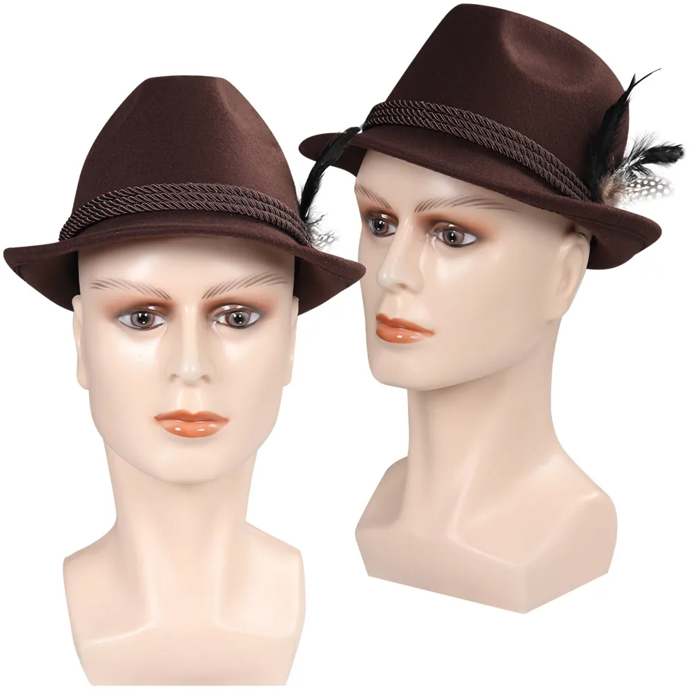 Tedesco Oktoberfest Retro Alpine Jazz Feather Hat abbigliamento accessori per costumi festa di carnevale di Halloween per il gioco di ruolo