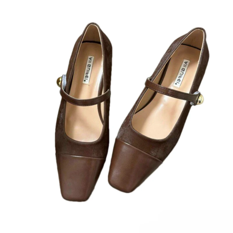 Mary Jane Shoes for Women Elegant Chunky Shoes Dress Designer Shallow Sandals Fashion Low Heels Walking Mujer Zapatillas - view 6