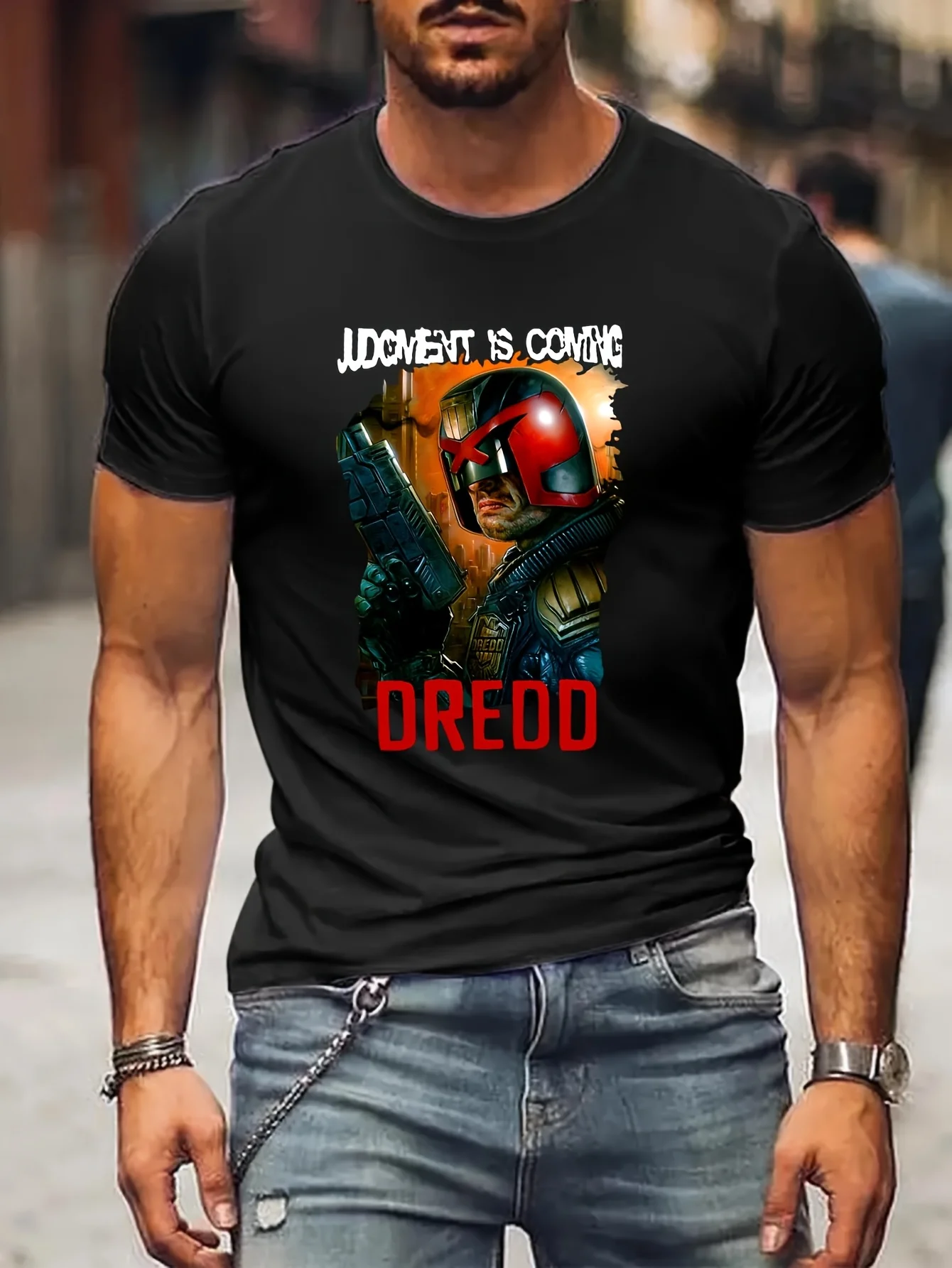 Judge Dredd Inspired Oversized T Shirt T-Shirts Funny Men's T-Shirts Anime Men T shirt Printed T-Shirt B5021233