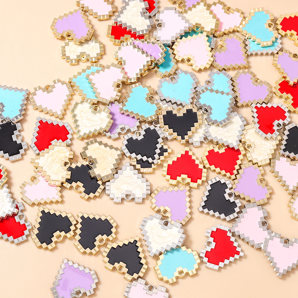 Leslie 20 Stück 20*22mm Bunte Herzanhänger für DIY Schmuckherstellung Zubehör Handgemachte Ohrringe Schlüsselanhänger Halsketten Anhänger – Detail 4
