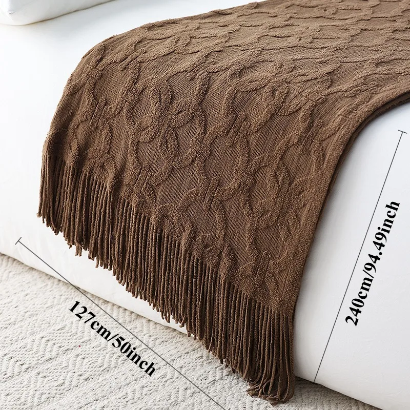 Nordic Knitted Throw Blanket Multifunctional Bed Runner Sofa Cover for Home Decoration
