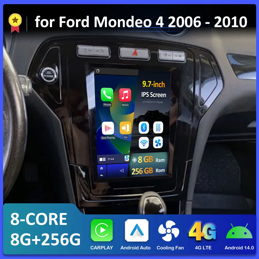 For Ford Mondeo 4 2006 2007 2008 2009 2010 Car Audio Player Android Auto Wireless Carplay Cooling fan DSP Stereo Bluetooth WIFI