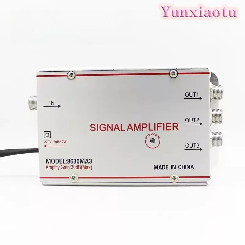 AC 220V 4 Way CATV Cable TV Splitter Amplifier 30dB Digital TV Antenna Signal Booster Home Tv Equipments 45Mhz to 860MHz US Plug