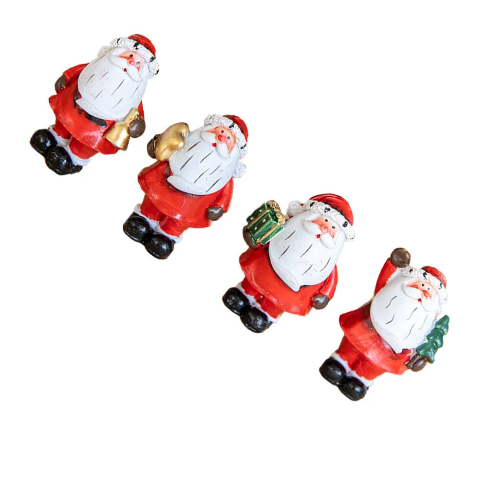 

4Pcs Creative Santa Resin Ornaments Christmas Miniature Plant Decor Detailed Painting Festive Home Garden Layout Props