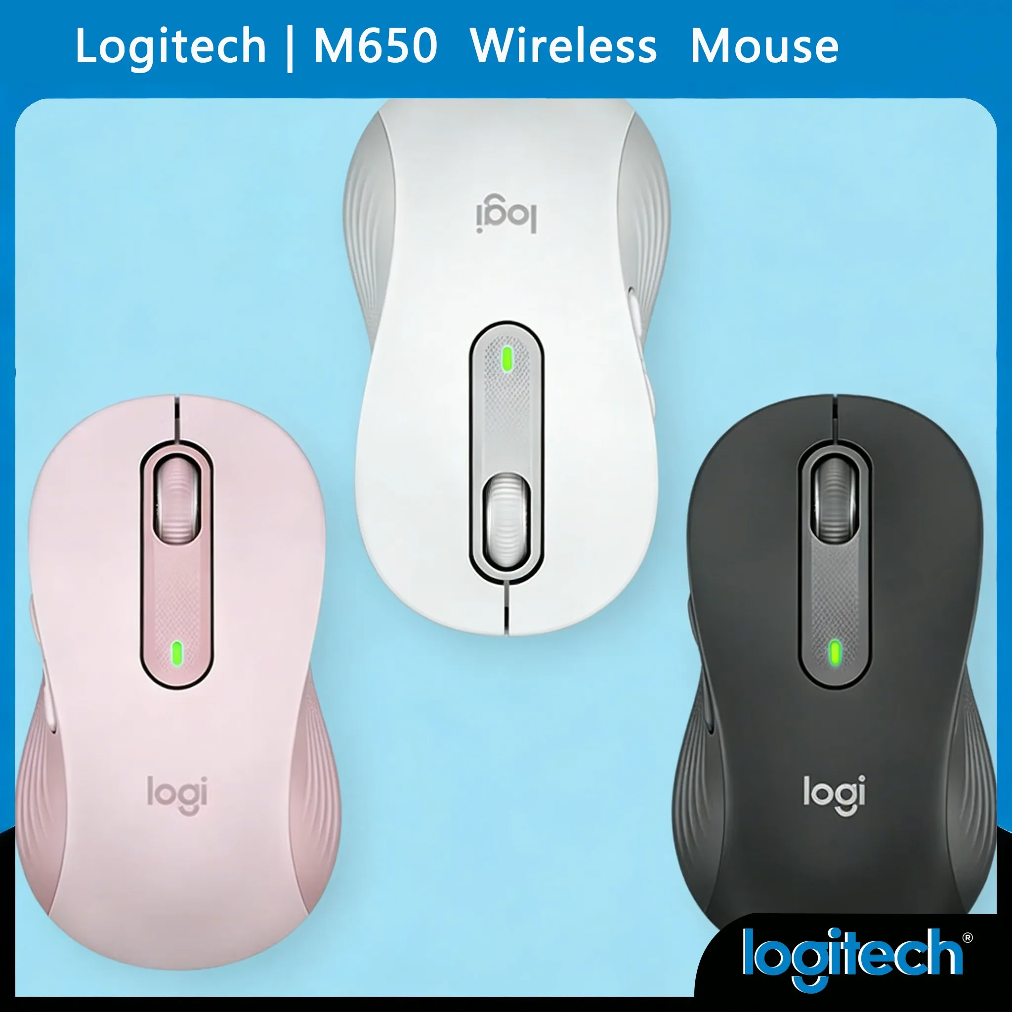 

Беспроводная мышь Logitech M650/M650L/M750 SmartWheel с бесшумной работой, технологией Logi Bolt и увеличенным временем автономной работы, для больших рук