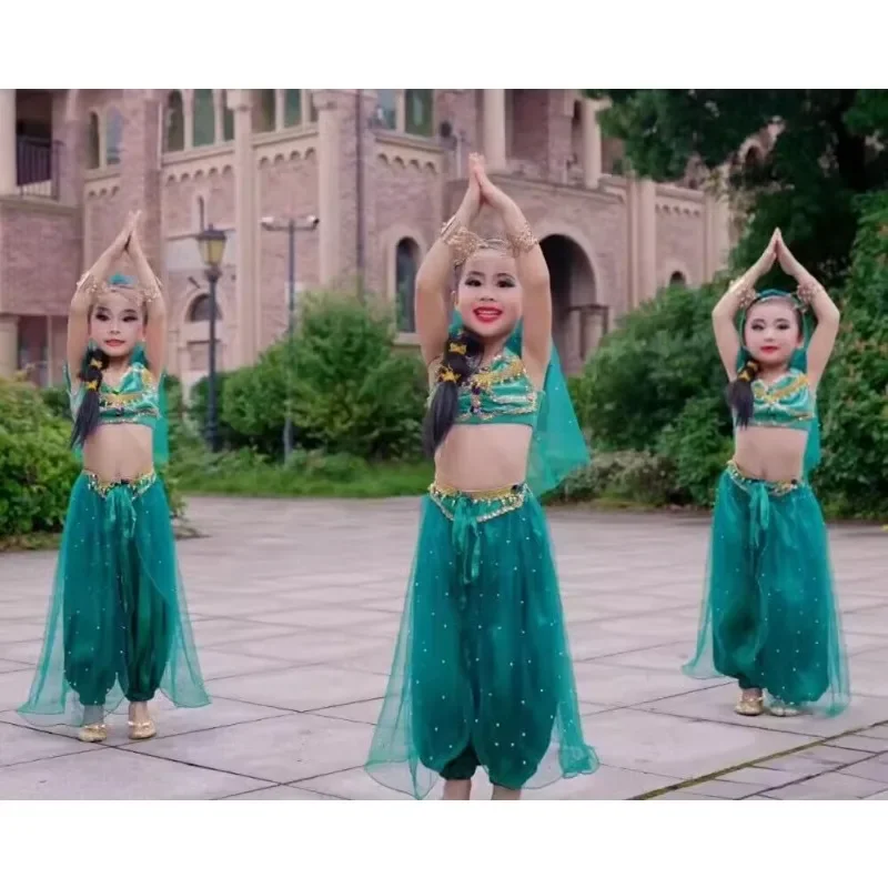 Children's Indian Princess Belly Dance Set Eastern Xinjiang Dance Sari Girl Performance Clothing Children's Stage Clothing