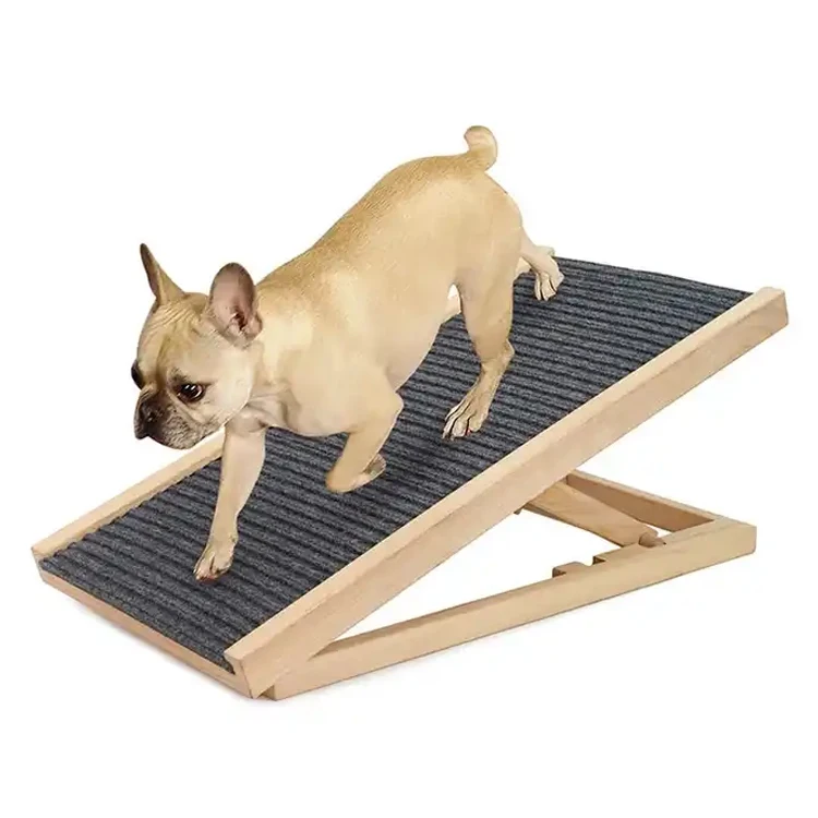 

2026 Customized Durable Pet Ladder Ramp Stairs Wooden Wood Dog Ramps Adjustable High Steps for Beds With Carpet