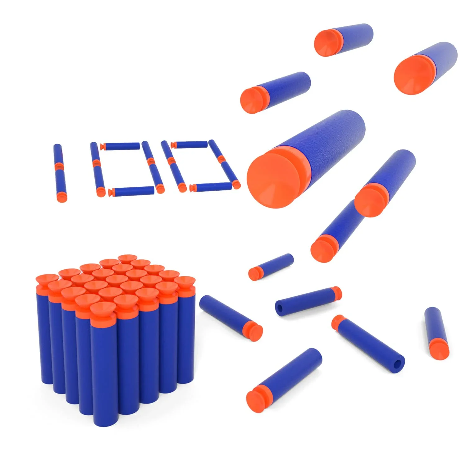 

7.2cm Refill Bullet Darts Compatible for Nerf Elite Series Blasters Kid Toy Gun 100 Pieces Soft EVA Blue Ammo Children Gifts
