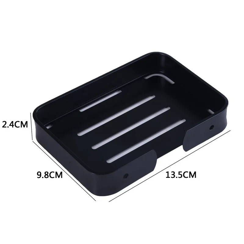 Soap Dish Storage Holder Black Aluminum Bathroom Soap Holder Shower Wall Mounted Decorative Soap Dishes Box Basket Square